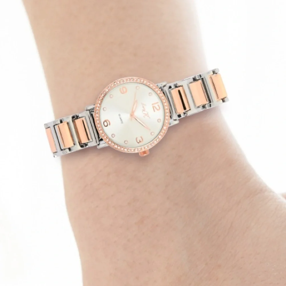 Lucy K Rosetone and Stainless Steel Bracelet Watch